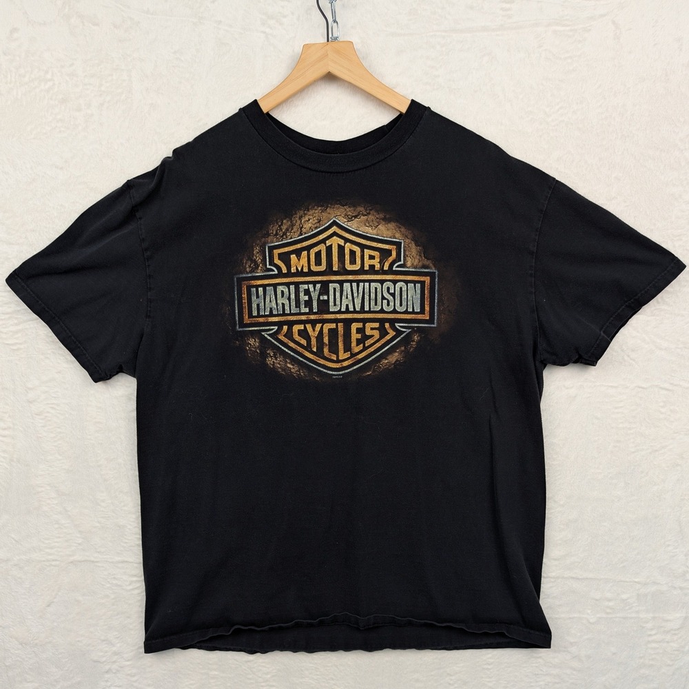 Harley-Davidson T-Shirt Men's 2XL Black Faded Orlando Florida Dealer Biker Moto